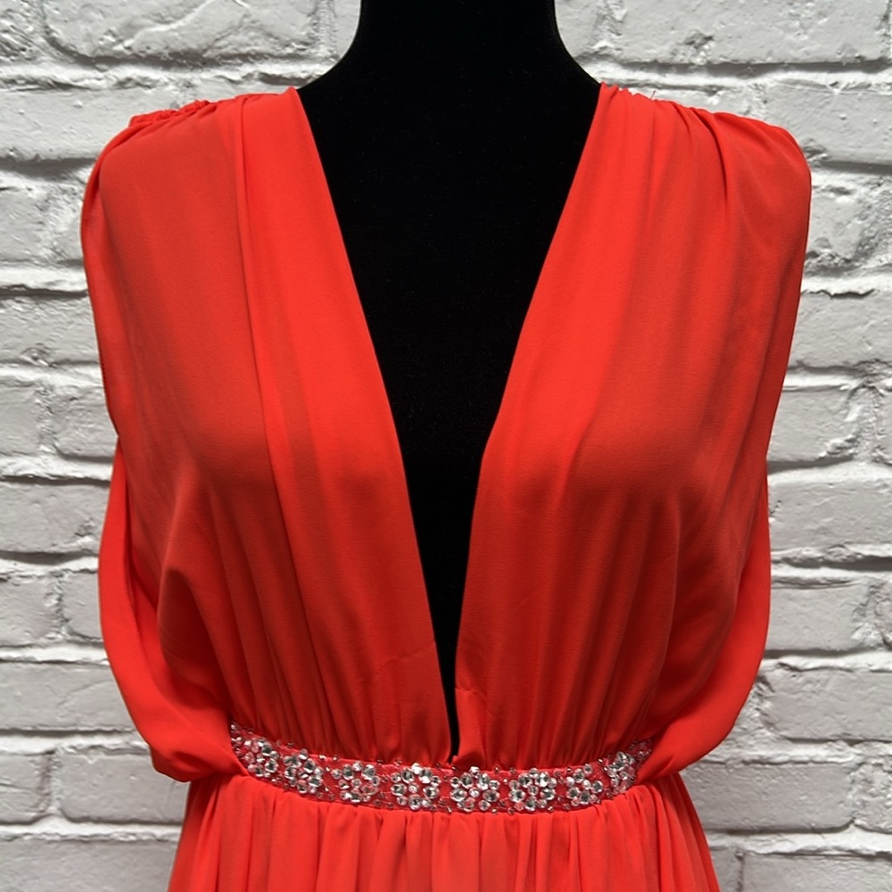 ASOS Bright Red Maxi Dress with Embellished Waist